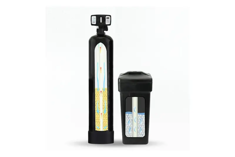SoftPro ECO well water softener with fine mesh resin tank and brine tank on a white background